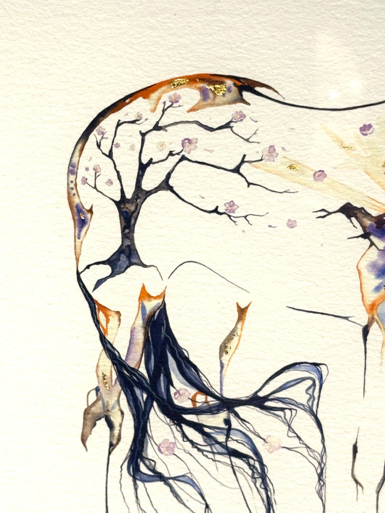 'Blossom' with 23K gold leaf, fully framed