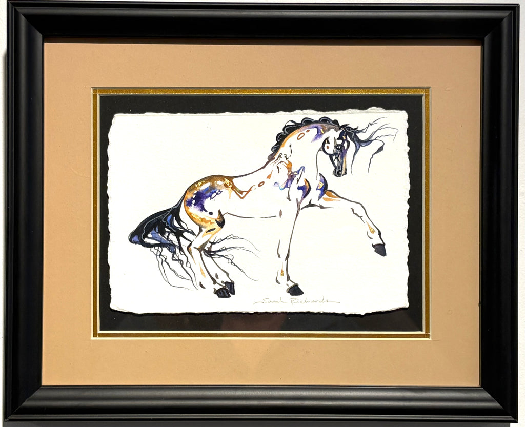 #2 Buckskin horse with hidden dancer and 23K gold leaf approx 9x11 inches $195.