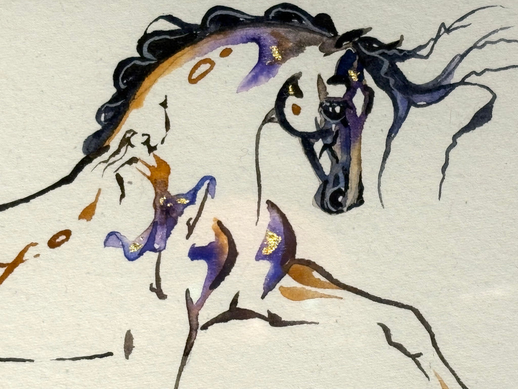 #2 Buckskin horse with hidden dancer and 23K gold leaf approx 9x11 inches $195.
