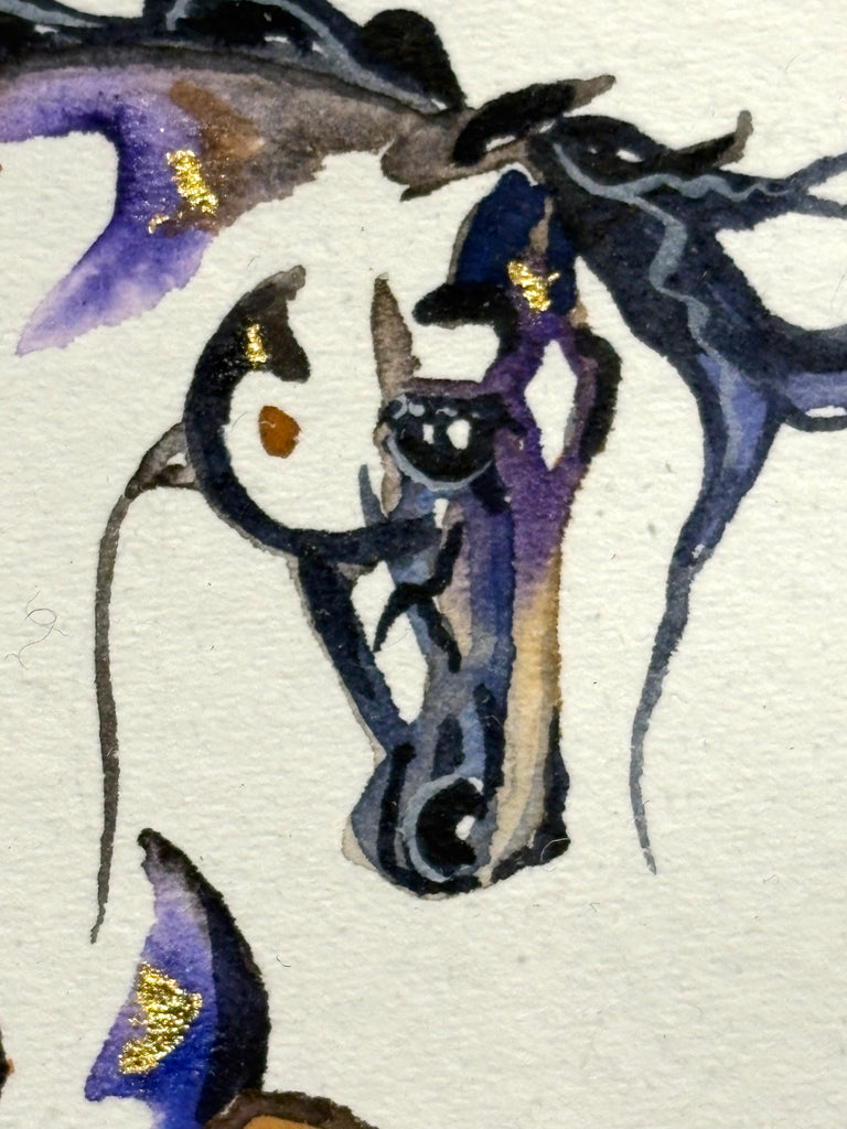 #2 Buckskin horse with hidden dancer and 23K gold leaf approx 9x11 inches $195.