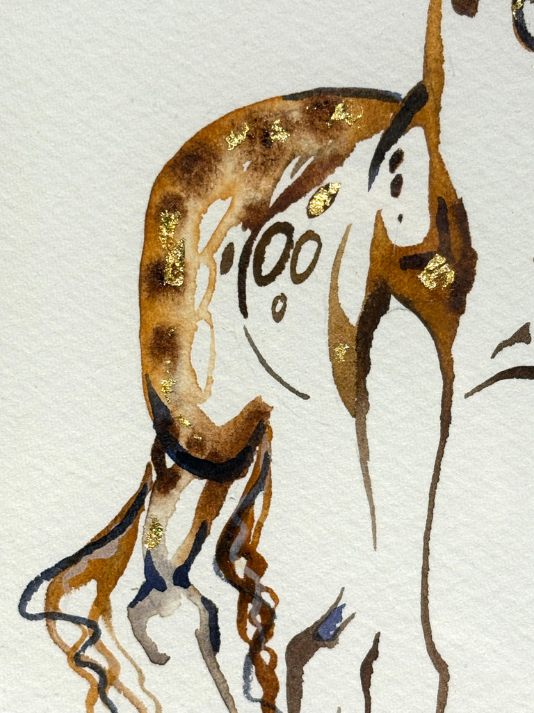 #3 Buckskin horse with 23K gold leaf approx 9x11 inches $195.