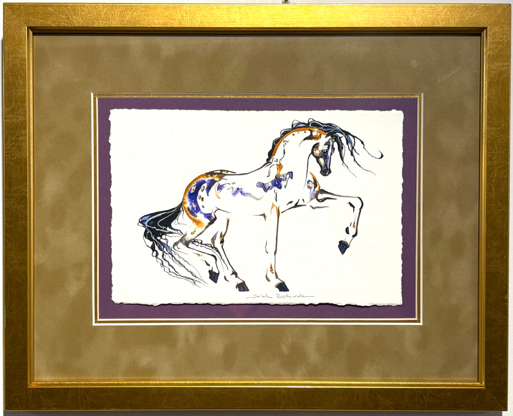 #6 Buckskin with hidden dancer and 23K gold leaf approx 13x16 inches $250.