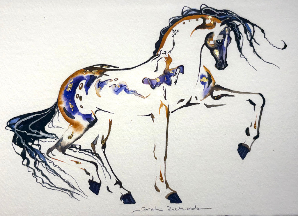 #6 Buckskin with hidden dancer and 23K gold leaf approx 13x16 inches $250.