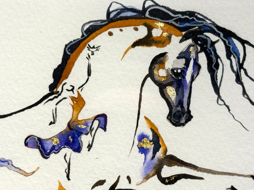#6 Buckskin with hidden dancer and 23K gold leaf approx 13x16 inches $250.
