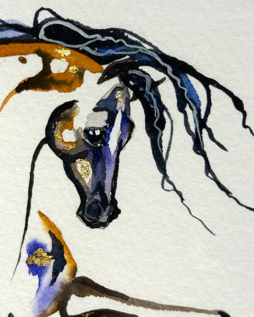 #6 Buckskin with hidden dancer and 23K gold leaf approx 13x16 inches $250.