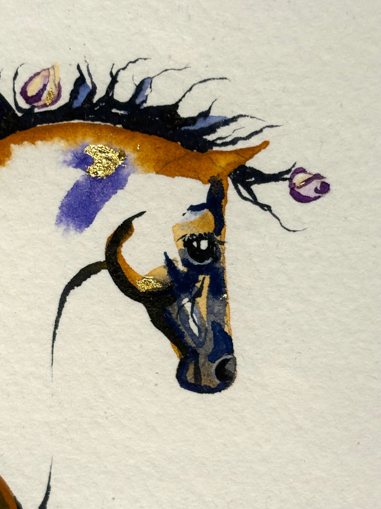 #10 Mare with foal with 23K gold leaf approx 12x16 inches $295.