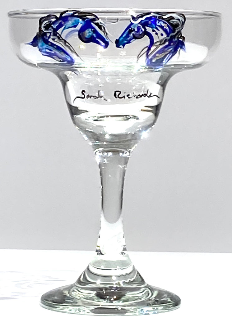 Hand-painted Margarita Glass; Equine image