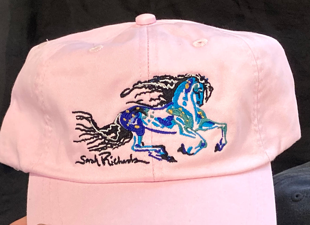 Galloping horse embroidered caps