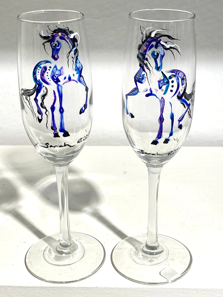 Pair of dressage champagne flute