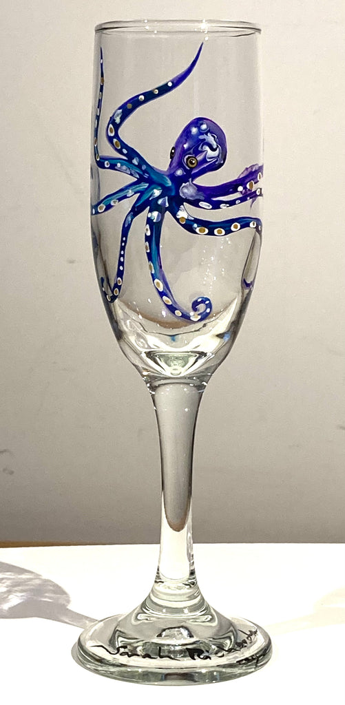 Hand-painted Champagne Flute; non-equine image