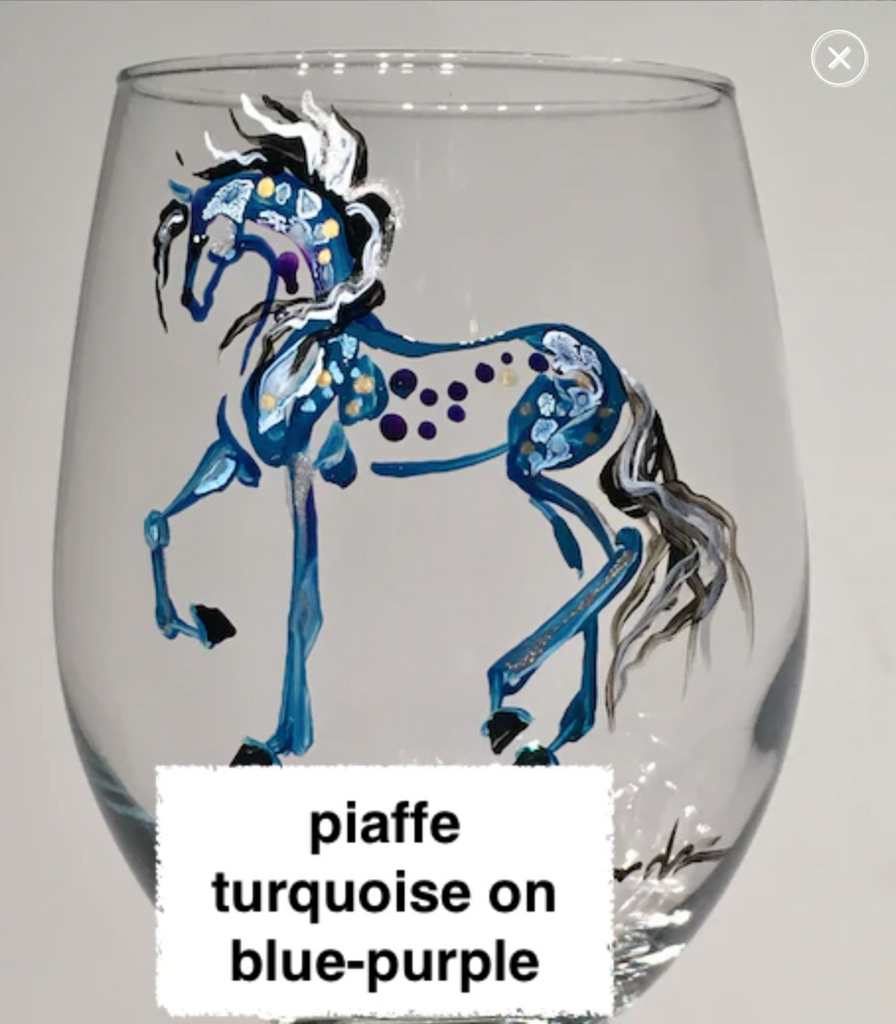 Hand-painted Wine Glass (stemmed); Equine image
