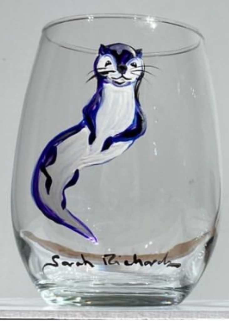 Hand-painted Beer Pint; non-equine image