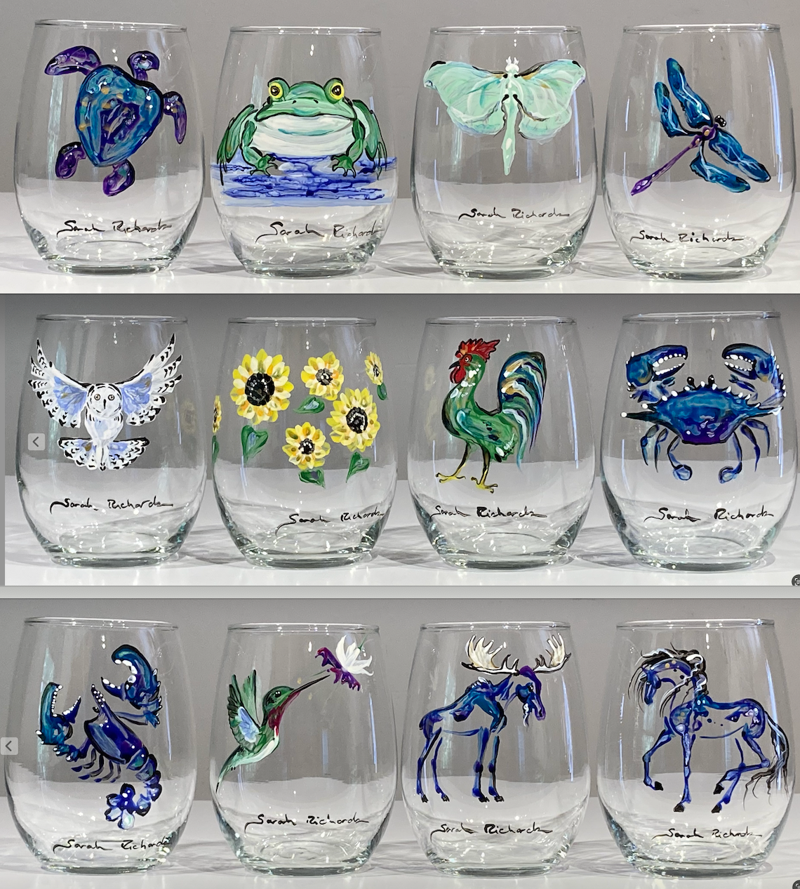 awesome painted wine glasses Hand-painted stemless Wine glass non-equine image