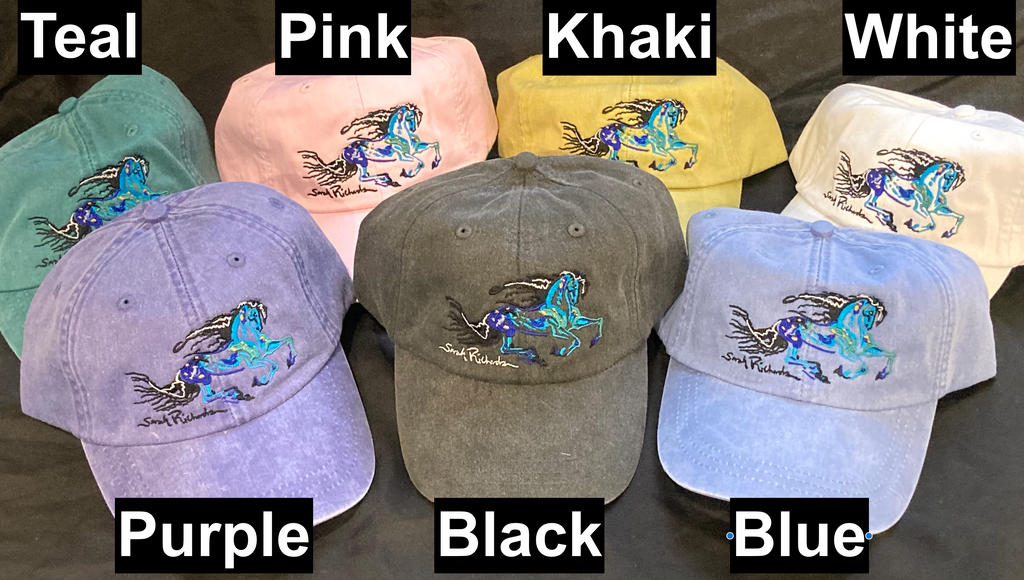 Galloping horse embroidered caps