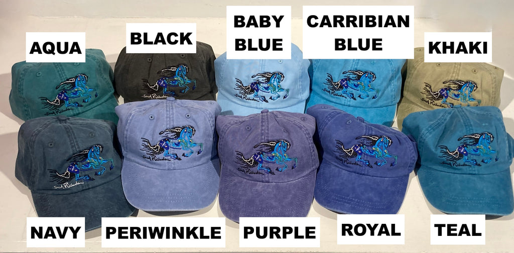 Galloping horse embroidered caps