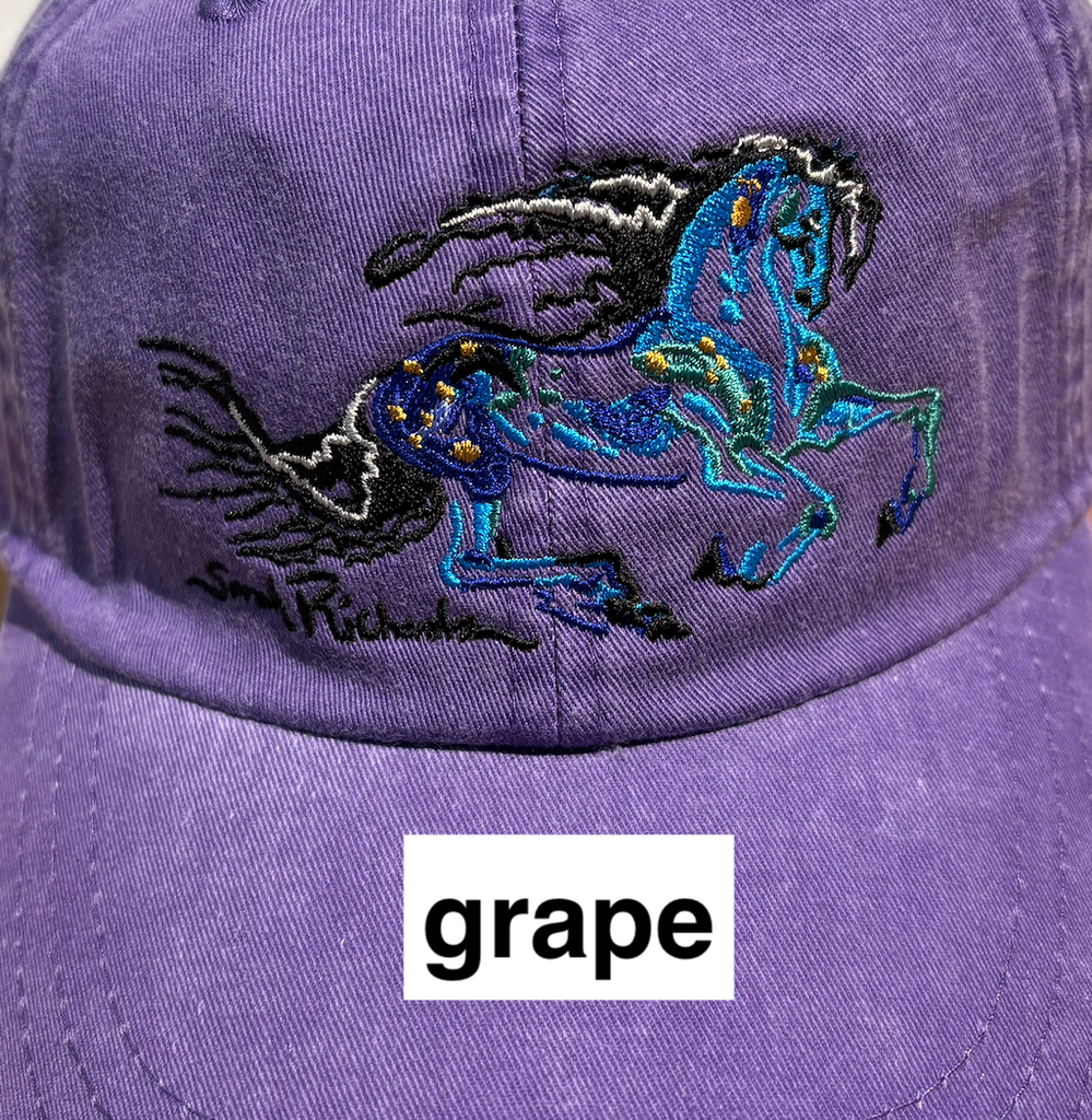 Galloping horse embroidered caps