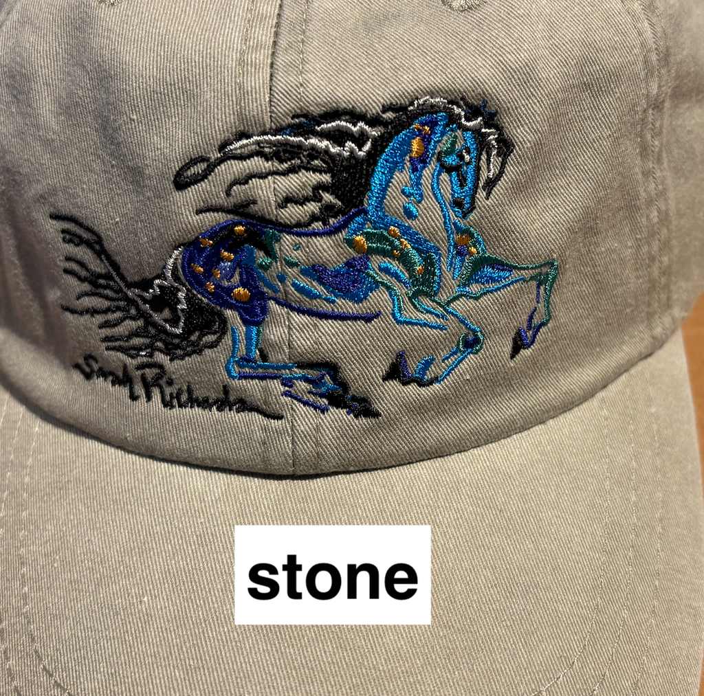 Galloping horse embroidered caps