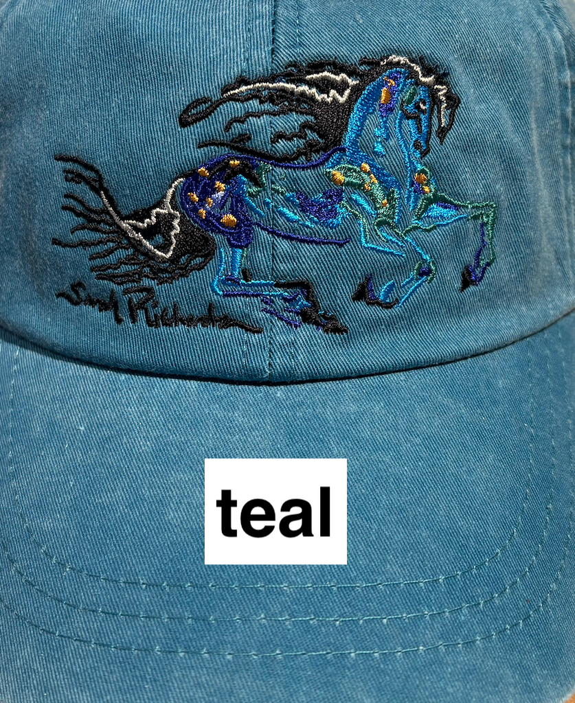 Galloping horse embroidered caps