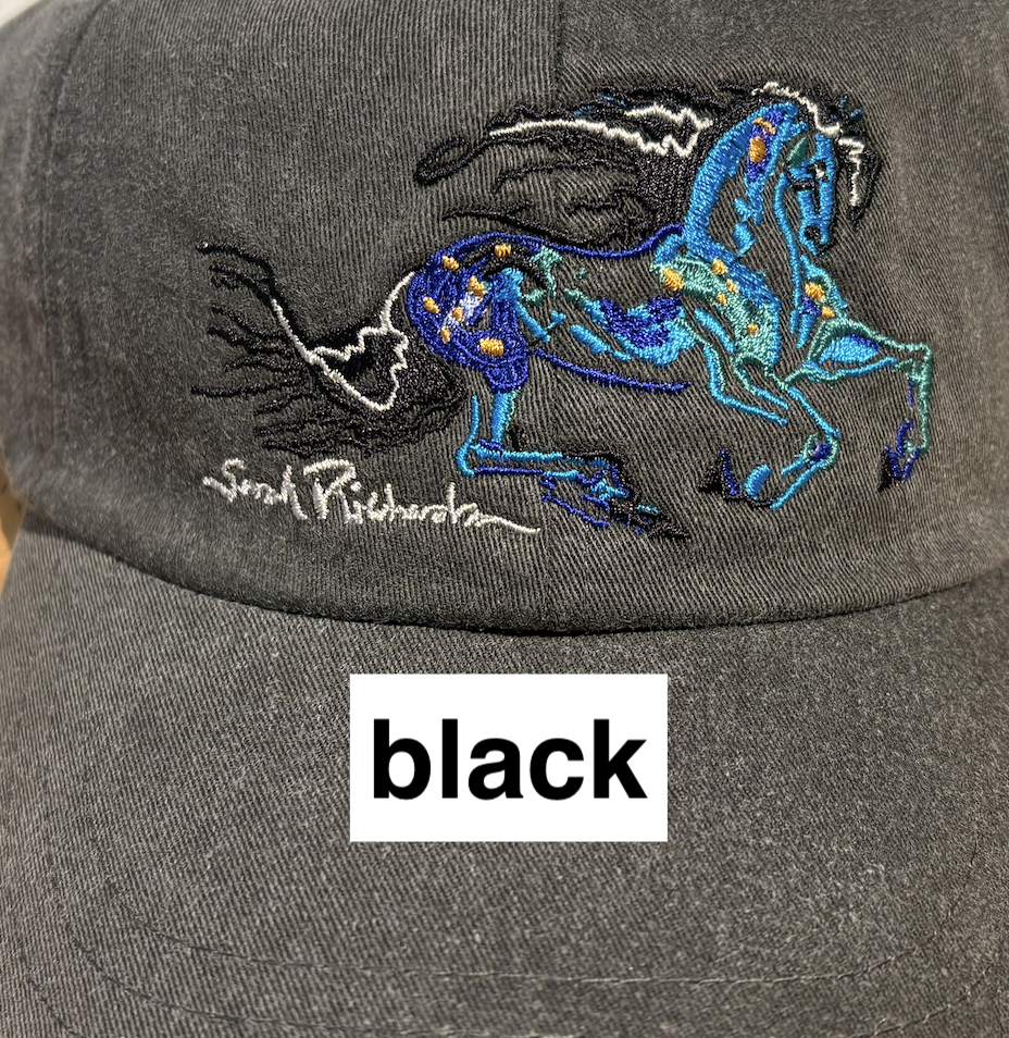 Galloping horse embroidered caps