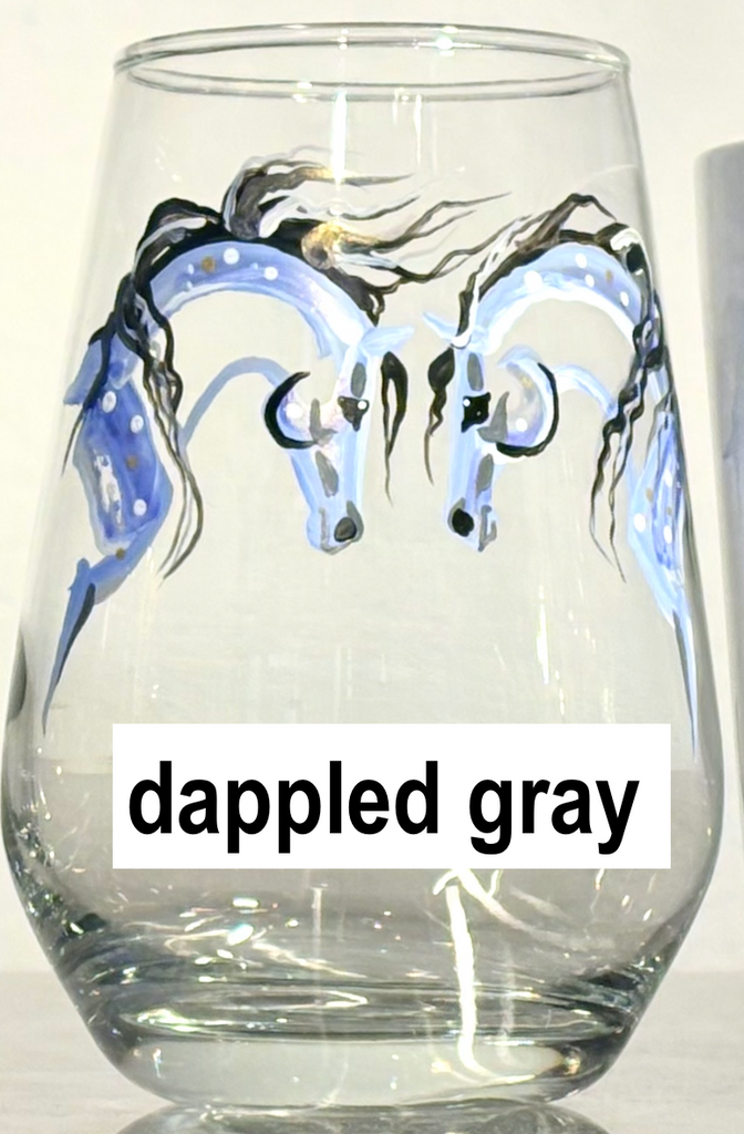 Hand-painted Martini glass- Equine image