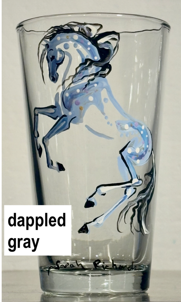 Hand-painted Champagne Flute; Equine image