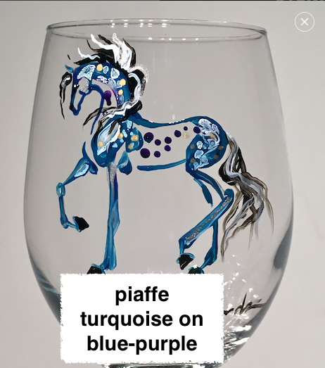 Hand-painted stemless wine glass- equine inspired