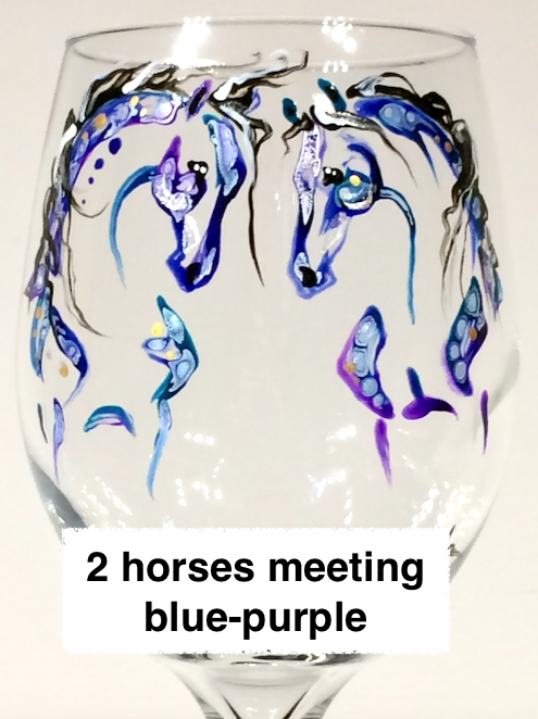 Hand-painted stemmed wine glasses- equine inspired
